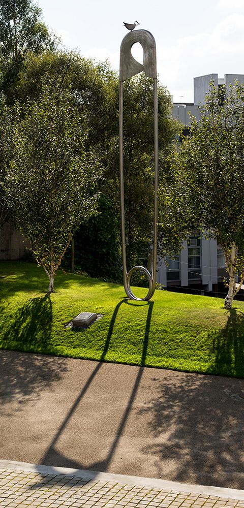 a safety pin sculpture in gardens
